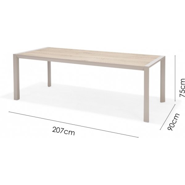 Urbanite eetgroep met eettafel 207 cm en 6 stapelbare eetkamerstoelen - Beige Urbanite eetgroep met eettafel 207 cm en 6 stapelbare eetkamerstoelen - Beige