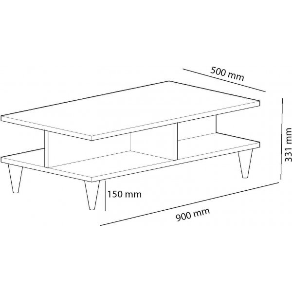 Diamond soffbord 90 x 50 cm - Ek/svart