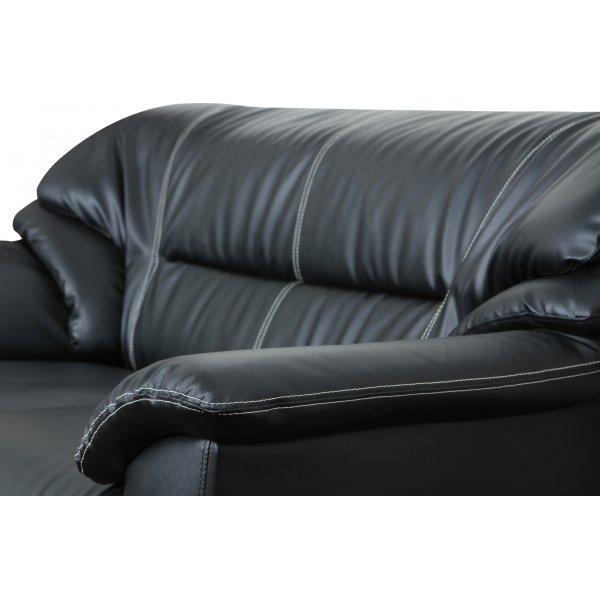 Soffa 2-sits svart konstlder - Dominic + Flckborttagare fr mbler