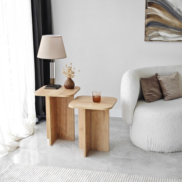 Blues bijzettafelset 40/40 x 40/40 cm - Eiken Blues bijzettafelset 40/40 x 40/40 cm - Eiken