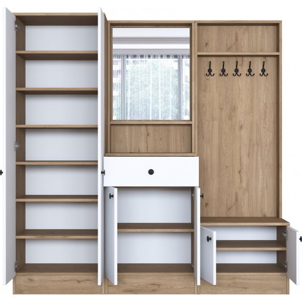 Meuble d\\\'entrée Mendy 180 cm - Noyer/blanc Meuble d\\\'entrée Mendy 180 cm - Noyer/blanc
