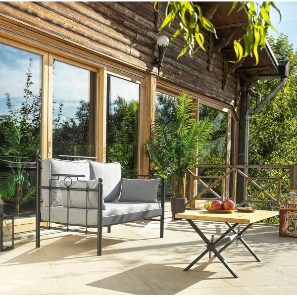 Hampus 2-sits utesoffa - Svart/fume + Textilrengöring för möbler Hampus 2-sits utesoffa - Svart/fume + Textilrengöring för möbler