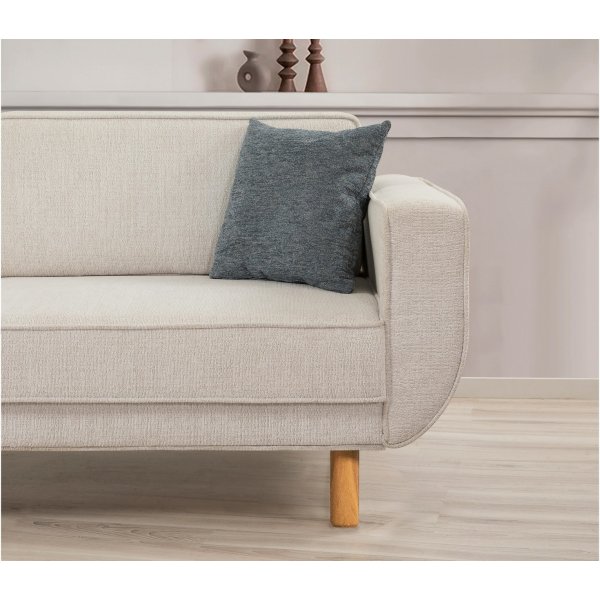 Canapé lit Berjer 3 places - Crème/chêne Canapé lit Berjer 3 places - Crème/chêne