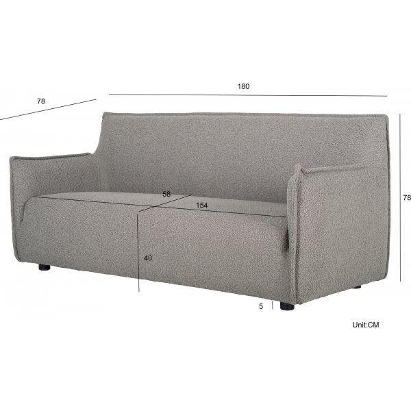 Soffa 3-sits i mörkbeige bouclè - Jupiter Soffa 3-sits i mörkbeige bouclè - Jupiter