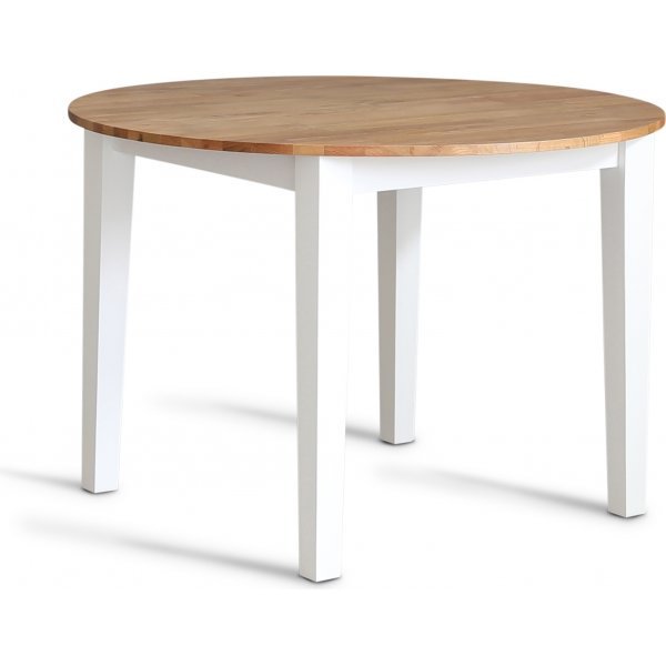 Matgrupp: Läckö matbord, runt - vit / oljad ek + 4 st Selma stol - vit / oljad ek + 3.00 x Möbeltassar Matgrupp: Läckö matbord, runt - vit / oljad ek + 4 st Selma stol - vit / oljad ek + 3.00 x Möbeltassar