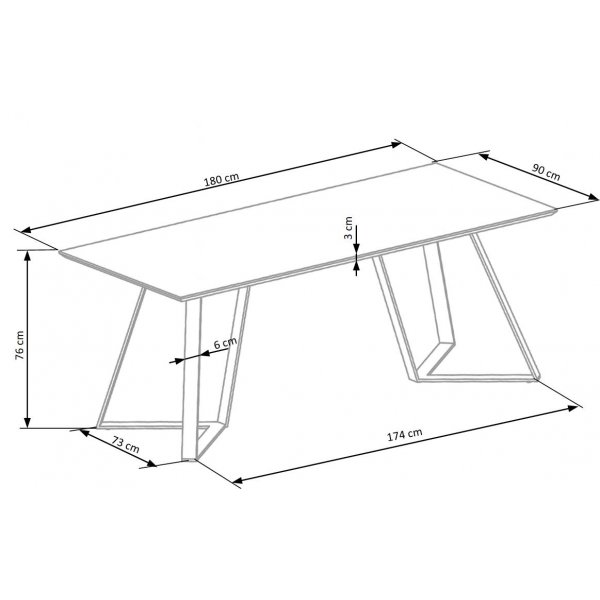 Table  manger Lykke 180 x 90 cm - Chne teint fonc / Mtal noir