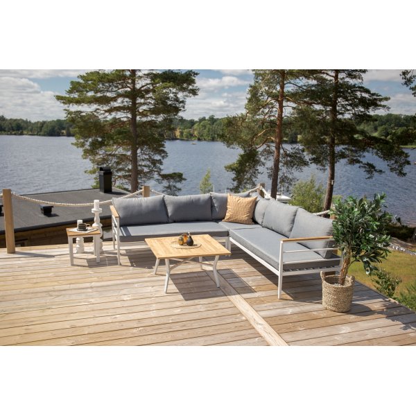 Groupe de canapés d\\\'angle Mexico - Blanc/teck Groupe de canapés d\\\'angle Mexico - Blanc/teck