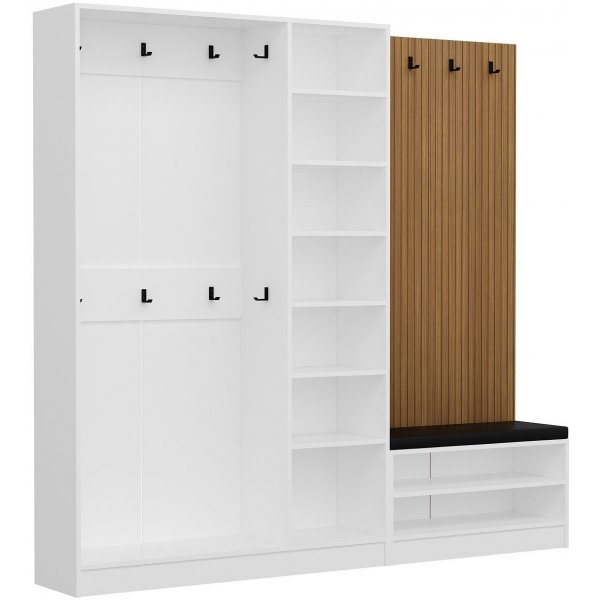 Armadio hallmöbel 225 x 35 x 210 cm - Vit/beige
